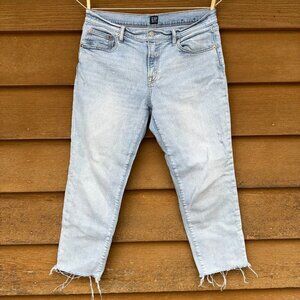 Gap Girlfriend High Rise Light Blue Denim Ankle Crop Jeans Sz 8